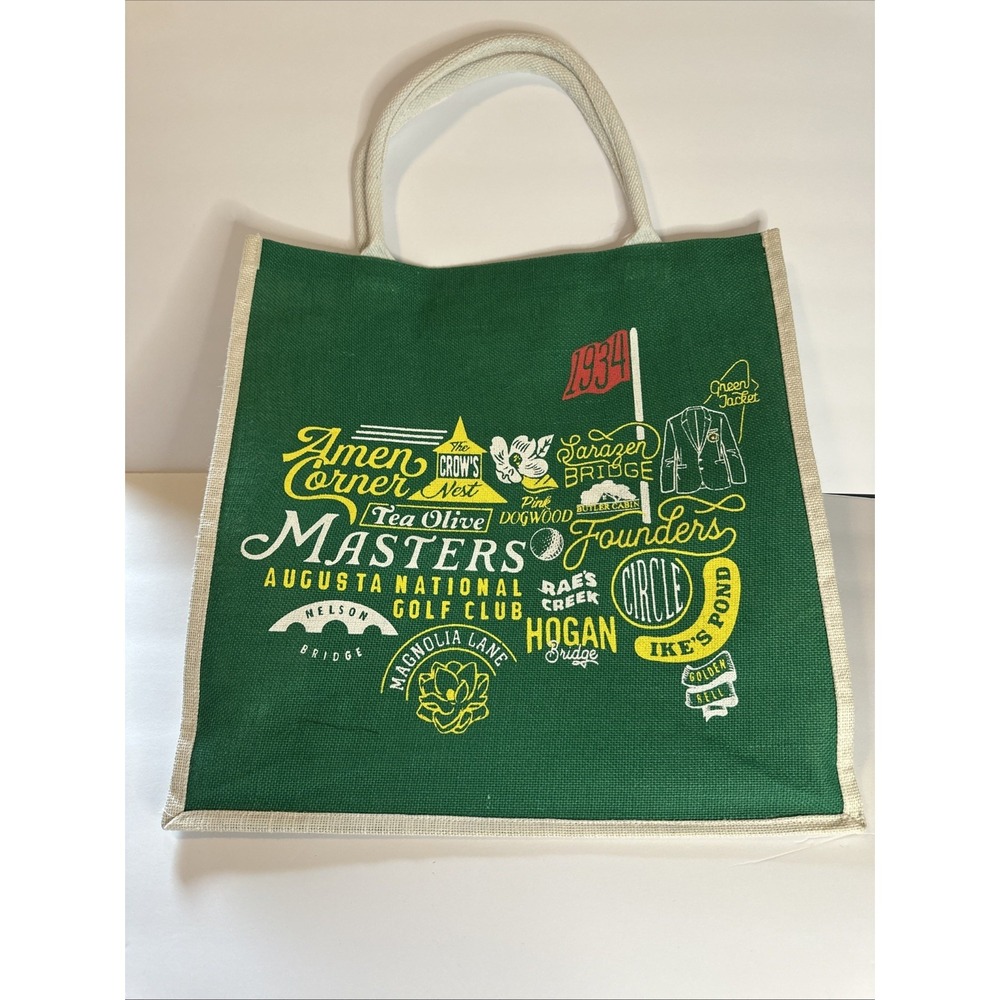 Masters Tournament At Augusta National Golf Club Souvenir Green Jute Tote